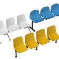 Modern Public Chairs With White Blue Yellow Row Design For Public Areas
