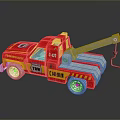 Red Fire Department Toy Tow Truck With Crane Arm And Campbell Logo