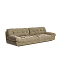 Beige Velvet Two-Seater Sofa With Tufted Design And Modern Minimalist Style