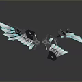 Futuristic Tech Weapon With Wing Structure And Blue Glowing Blades 3d model