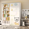 Modern Cute Kids Bookshelf With Fun Magnetic Drawing Board And Large Book Storage Space