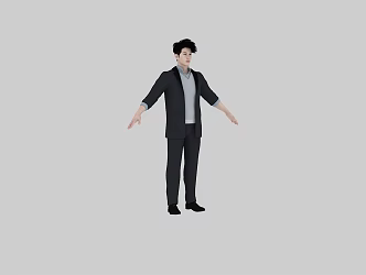 Men Wear Casual Suit Leather Shoes Shirt with Bone Binding Times 3d model