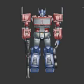 Red And Blue Transformers Robot Toy Figure With Axe Weapon And Mechanical Joints