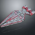 Futuristic Sci Fi Spaceship Model With Gray Red Color Sharp Bow And Multiple Engines Design 3d model