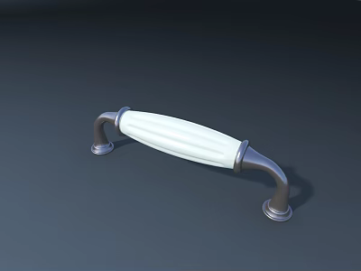 Modern Cabinet Handle With White Ceramic Grip And Metallic Base Design 3d model