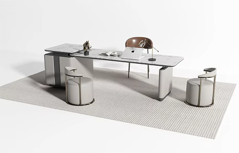 Light Luxury Desk and Chair 3d model