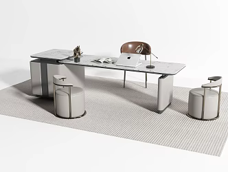 Light Luxury Desk and Chair 3d model