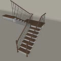 Modern Staircase Design With Wooden Steps White Risers Brown Handrail And Metal Balusters