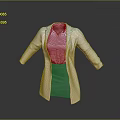 Elegant Long White Coat with Light Blue Shirt and Skirt Professional Ensemble