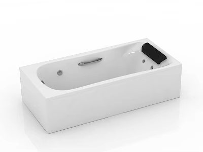 Modern Minimalist White Bathtub With Silver Handle And Black Cushion 3d model