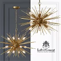 Elegant Golden Starburst Chandelier With Radiant Metal Arms And Bulbs