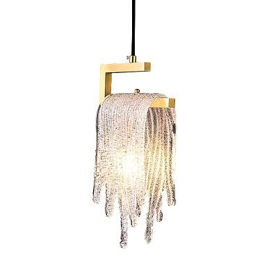 Elegant Modern Chandelier With Golden Frame And Crystal Tassels Stylish Illuminated 3d model