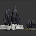 Black Crystal Decorations With Wooden And Stone Bases For Home Decor
