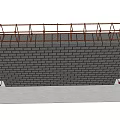Building Exterior Wall Construction Underway With Scaffolding And Layered Brick Structure 3d model