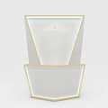 Modern Store Front Desk with Gold Frame Striped Panel Design and Sleek Surface