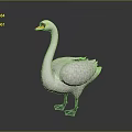 White Swan With Yellow Beak And Black Feet Standing On Gray Background