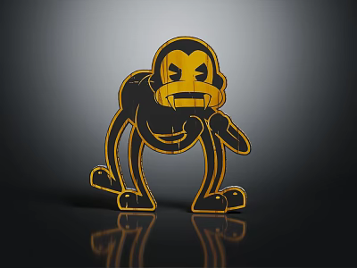 Modern Decorative Ornament Figurine Set with Yellow Black Cartoon Monkey Design for Home Decor 3d model