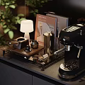 Sleek Modern Kitchen Countertop With Espresso Machine And Coffee Appliances