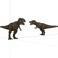 Two Realistic T Rex Dinosaurs Standing And Interacting On White Background 3d model