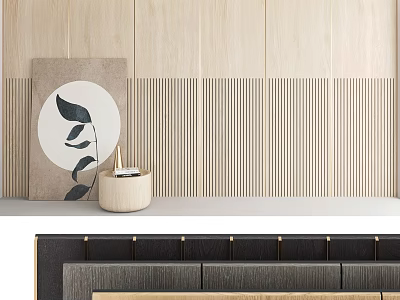 Modern Wooden Background Wall Design With Vertical Stripes Minimalist Artwork And Decorative Object 3d model