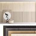 Modern Wooden Background Wall Design With Vertical Stripes Minimalist Artwork And Decorative Object