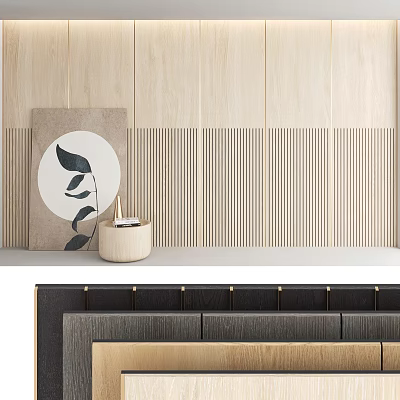 Modern Wooden Background Wall Design With Vertical Stripes Minimalist Artwork And Decorative Object 3d model