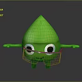 Green Droplet Shaped Cartoon Character Creature Wearing Goggles With Arms And Legs