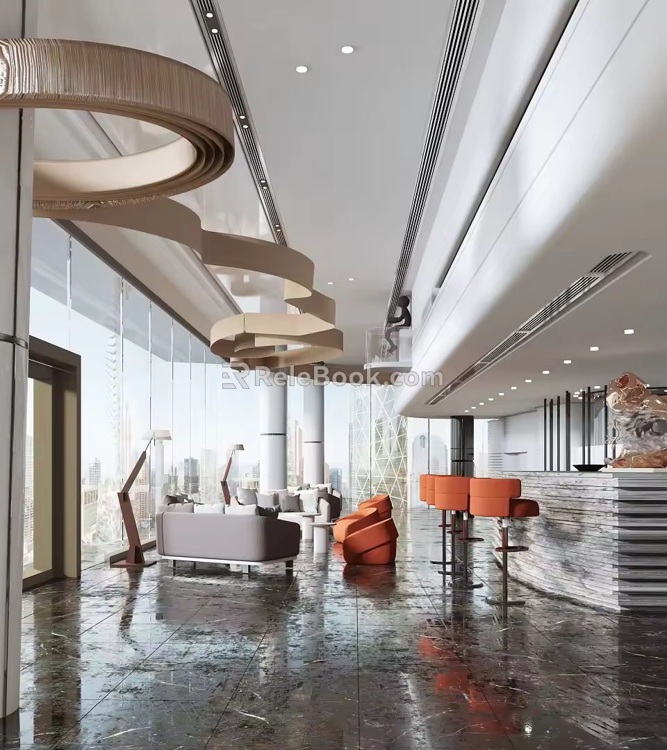 Sales office Modern reception area 3d model