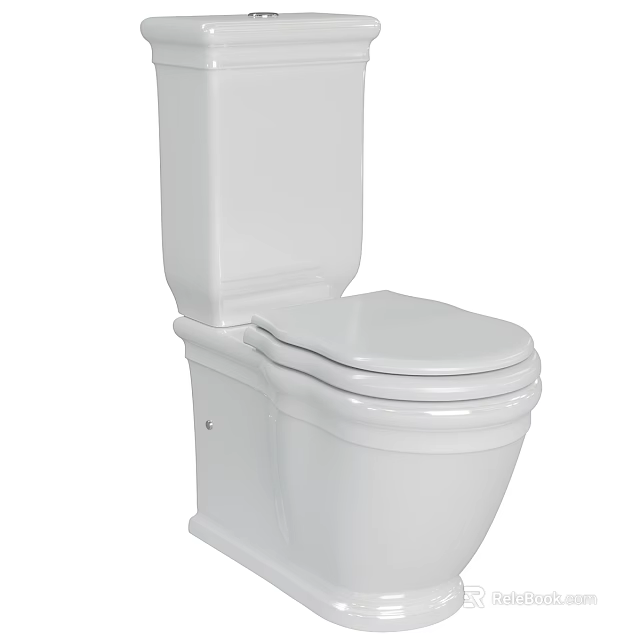 Modern White Ceramic Toilet With Tank And Seat For Bathroom Design 3d model 