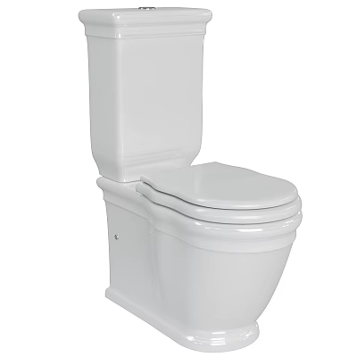Modern White Ceramic Toilet With Tank And Seat For Bathroom Design 3d model