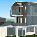 Modern Detached Villa With Large Glass Walls Open Balcony And Unique Design