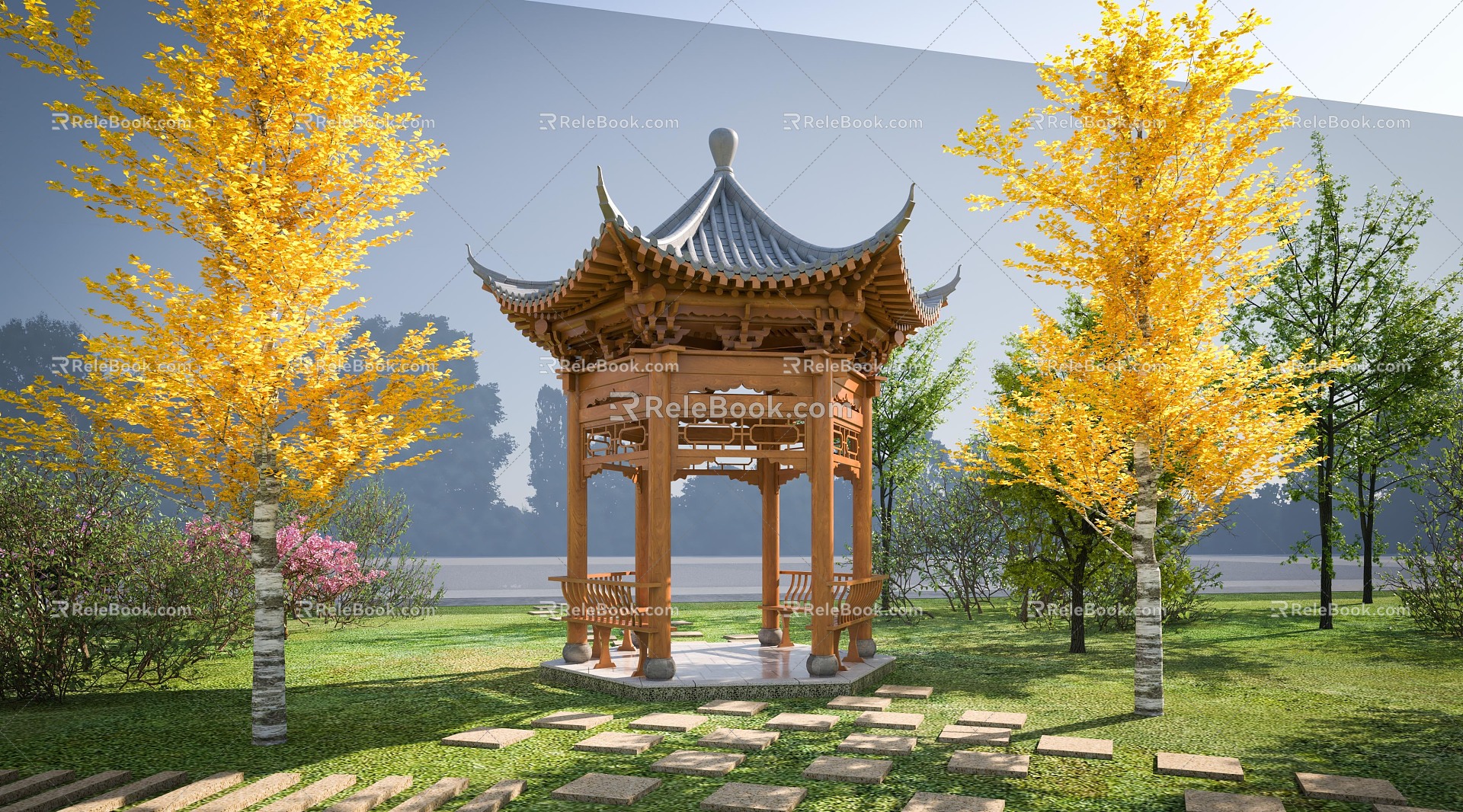 Chinese-style pavilion corner pavilion 3d model