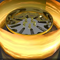 Golden Alloy Automotive Wheel Rim With Shiny Surface And Spoke Design
