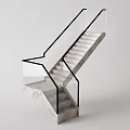 Modern Angled Staircase Design With Glass Railings And Concrete Steps