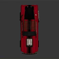 Red Vintage Muscle Car With Open Hood Exposed Engine And Roof Rack