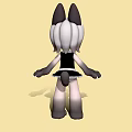 Cute Gray Cat Ears Game and Movie Character in Black White Outfit