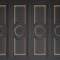Elegant Modern Wall Paneling Design With Vertical Panels And Golden Circular Decor 3d model