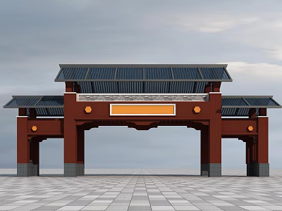 New Chinese Gate Entrance 3d model