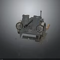Vintage Military Cannon With Iron Wheels Barrel Chain And Ammunition Shells