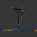 Three Pieces Of Electronic Appliances Wiring Harnesses In Different Colors On White Background