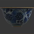 Traditional Blue And White Ceramic Bowl With Floral Leaf Patterns And Elegant Design