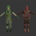 Two Military Character Models Wearing Tactical Gear And Different Uniforms