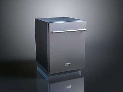 Modern Silver Compact Square Shaped Desktop Computer Case With Handle And Sleek Design 3d model