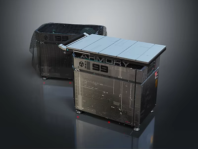 Modern Metal Armory Storage Cases With Control Panels And Multiple Units Design 3d model