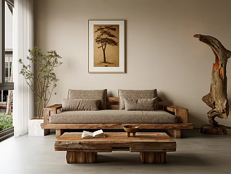 Quiet wind sofa tea table floor lamp 3d model