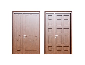 Modern child-mother door interior child-mother door double-open wooden door combination 3d model