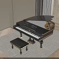 Elegant Black Grand Piano With Stool In Modern Living Room Decor