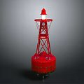 Modern Red Lighthouse Shaped Floor Lamp Furniture With Metal Frame And Round Base