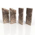 Four Ancient Textured Stone Slabs With Weathered Brown Beige Surface And Intricate Patterns 3d model