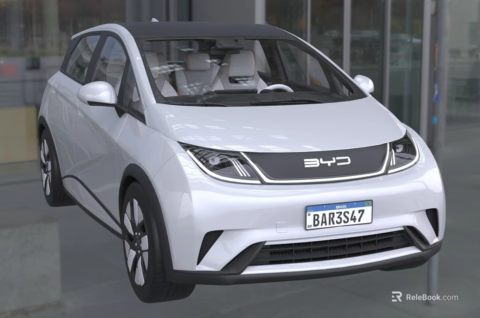 White BYD Electric Car With Modern Sleek Exterior Design And Aerodynamic Body 3d model 